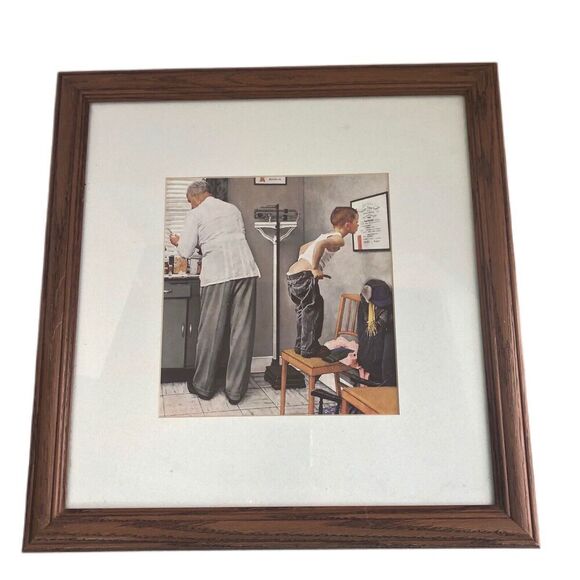 Norman Rockwell “Before the Shot” at The Doctor’s Office Framed Print - Picture 1 of 8